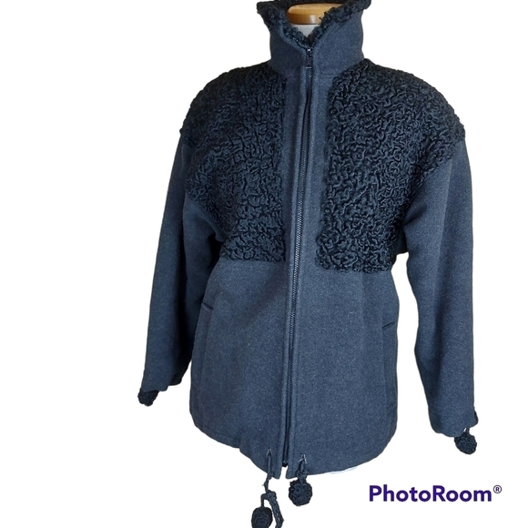VINTAGE wool and Persian Lamb winter coat - Picture 1 of 11
